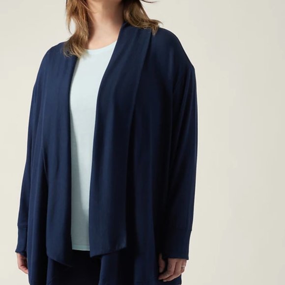 ATHLETA NAVY POCKETS NIRVANA PRANAYAMA RESTORE WRAP CARDIGAN - Picture 4 of 10